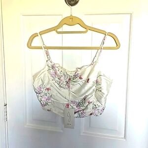 NWT Joie White Floral Cropped Top M